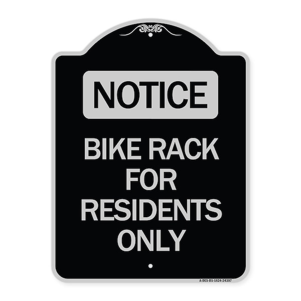 Bike Rack for Residents Only Heavy-Gauge Aluminum Architectural Sign, 24" x 18", BS-1824-24307